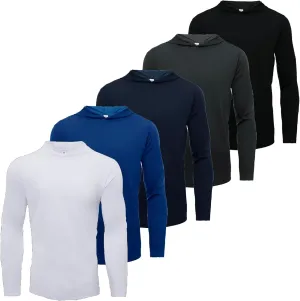 Mens Active Athletic T-Shirts Set Long Sleeve Sun Protective Quick Dry Hoodies Shirt 5 Pack