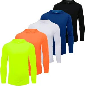 Mens Active Athletic T-Shirts Set Long Sleeve Sun Protective Quick Dry Hoodies Shirt 5 Pack