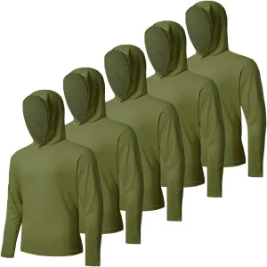 Mens Active Athletic T-Shirts Set Long Sleeve Sun Protective Quick Dry Hoodies Shirt 5 Pack