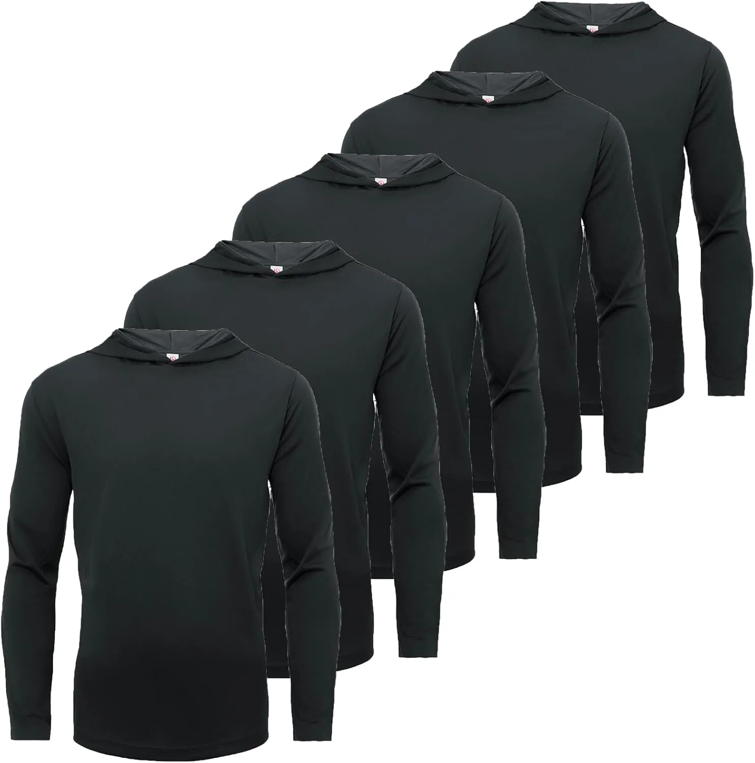 Mens Active Athletic T-Shirts Set Long Sleeve Sun Protective Quick Dry Hoodies Shirt 5 Pack