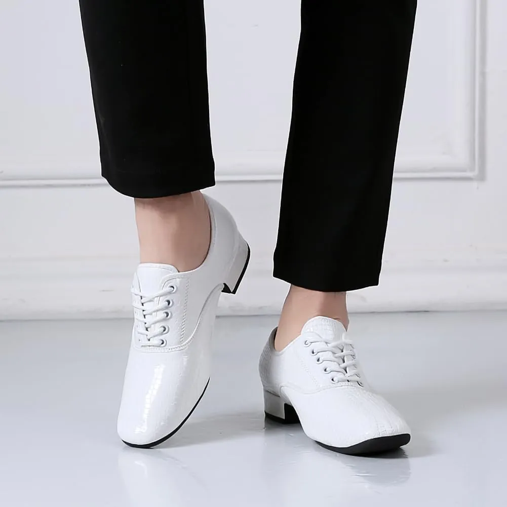 Men's Ballroom Dance Shoes Black Lace-up Latin Performance Shoes Waltz Modern Dancing Practice Shoe