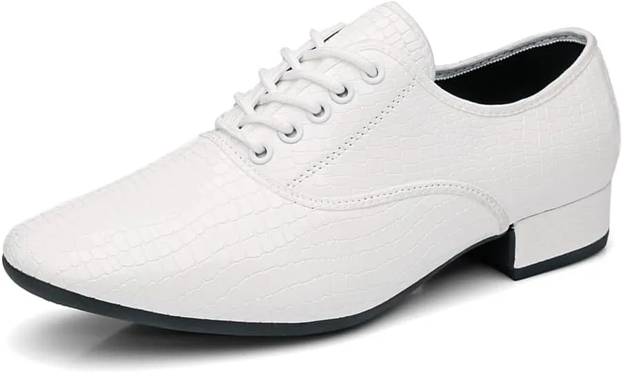 Men's Ballroom Dance Shoes Black Lace-up Latin Performance Shoes Waltz Modern Dancing Practice Shoe