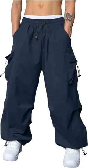 Men's Cargo Pant Casual Drawstring Elastic Waist Stretch Combat Work Pants Multi Pockets