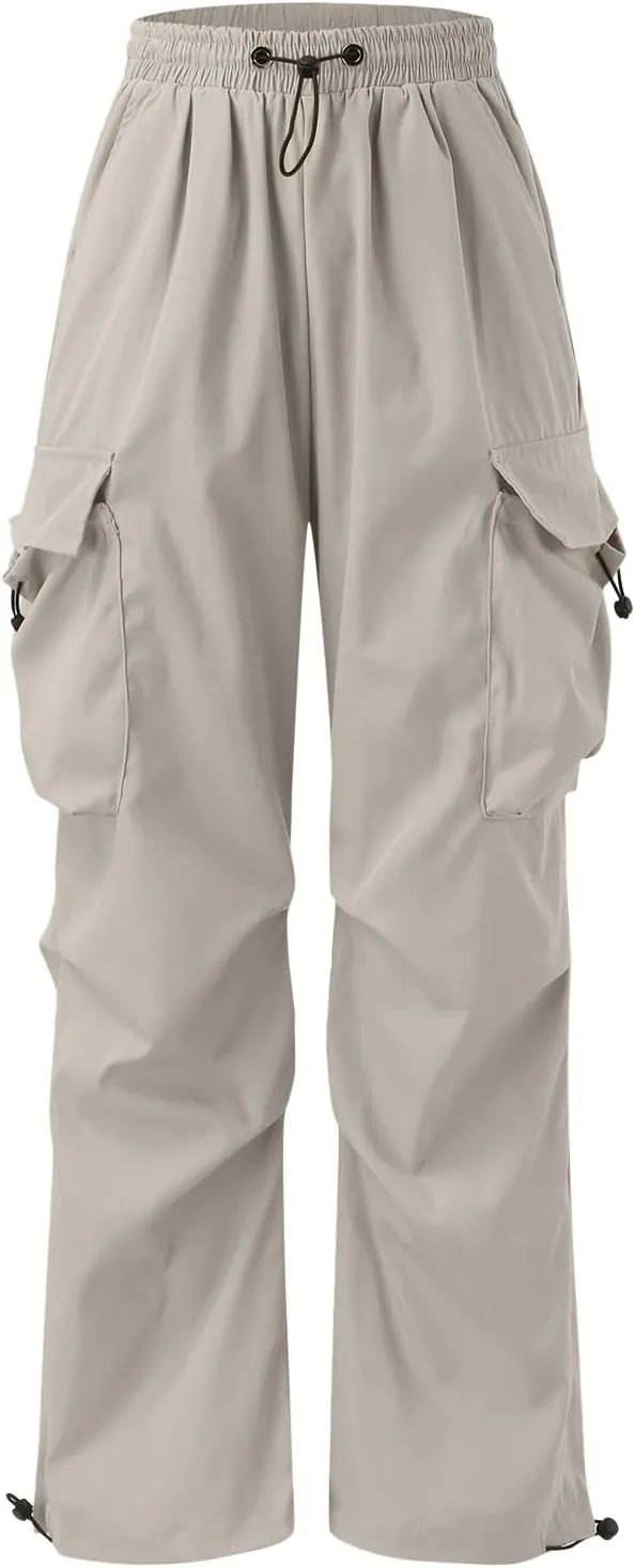 Men's Cargo Pant Casual Drawstring Elastic Waist Stretch Combat Work Pants Multi Pockets