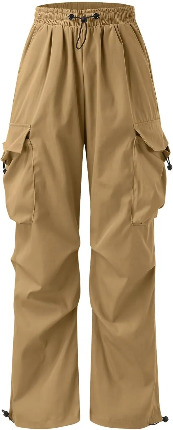 Men's Cargo Pant Casual Drawstring Elastic Waist Stretch Combat Work Pants Multi Pockets