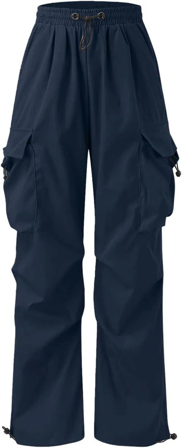 Men's Cargo Pant Casual Drawstring Elastic Waist Stretch Combat Work Pants Multi Pockets