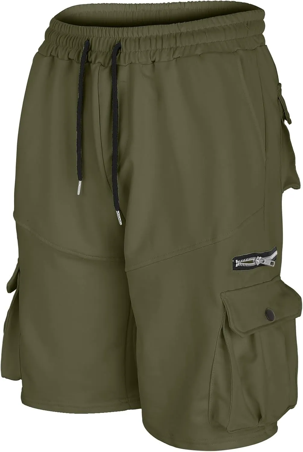 Mens Cargo Shorts Elastic Waist Summer Casual Shorts Outdoor Hiking Quick Dry Lightweight Work Shorts with Pockets