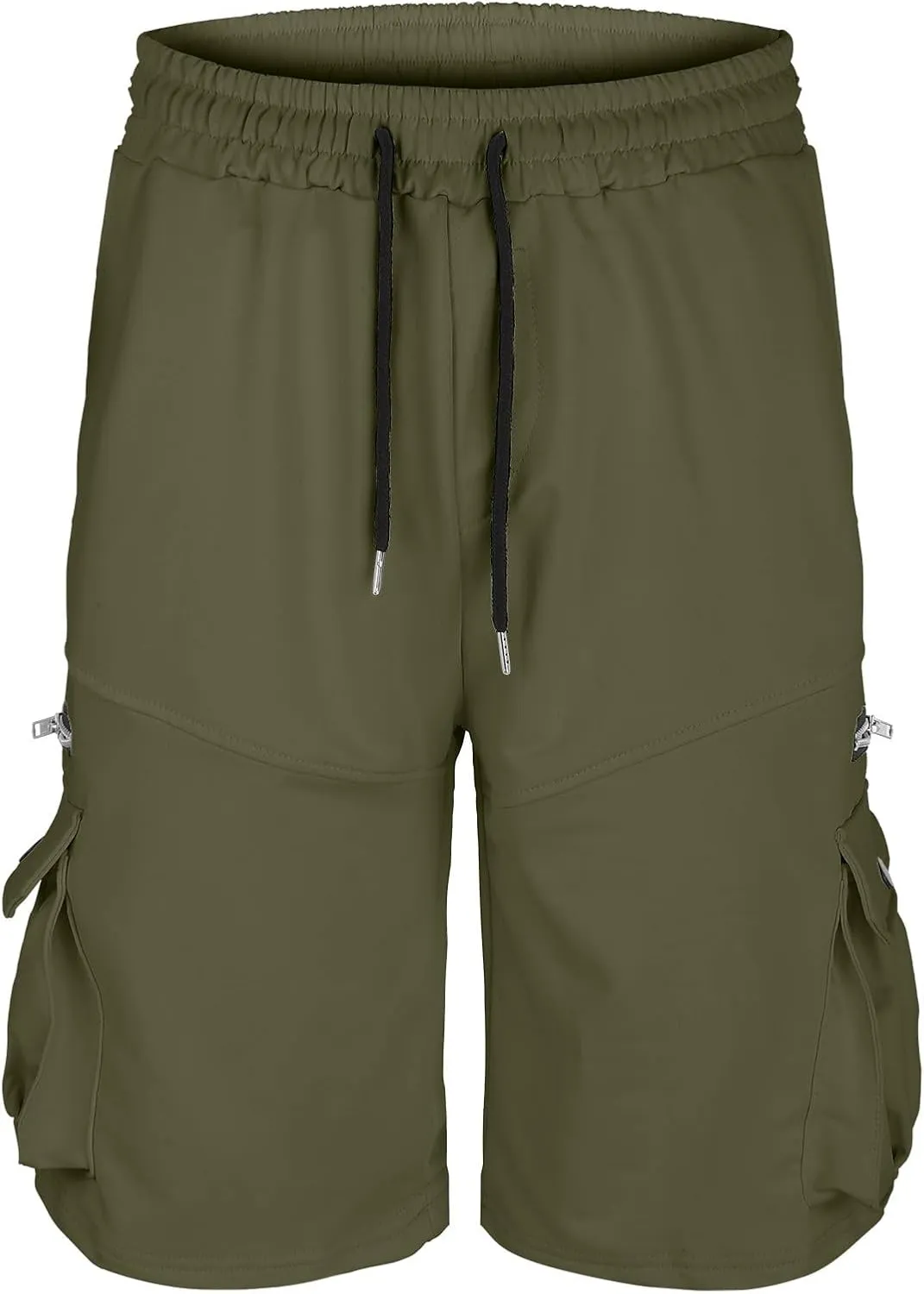 Mens Cargo Shorts Elastic Waist Summer Casual Shorts Outdoor Hiking Quick Dry Lightweight Work Shorts with Pockets