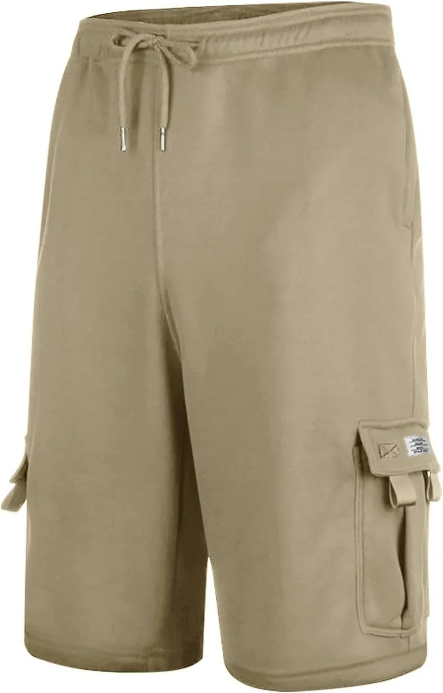 Mens Cargo Shorts Summer Cotton Knee Length Sweat Shorts Drawstring Stretch Waist Athletic Workout Gym Jogger Shorts
