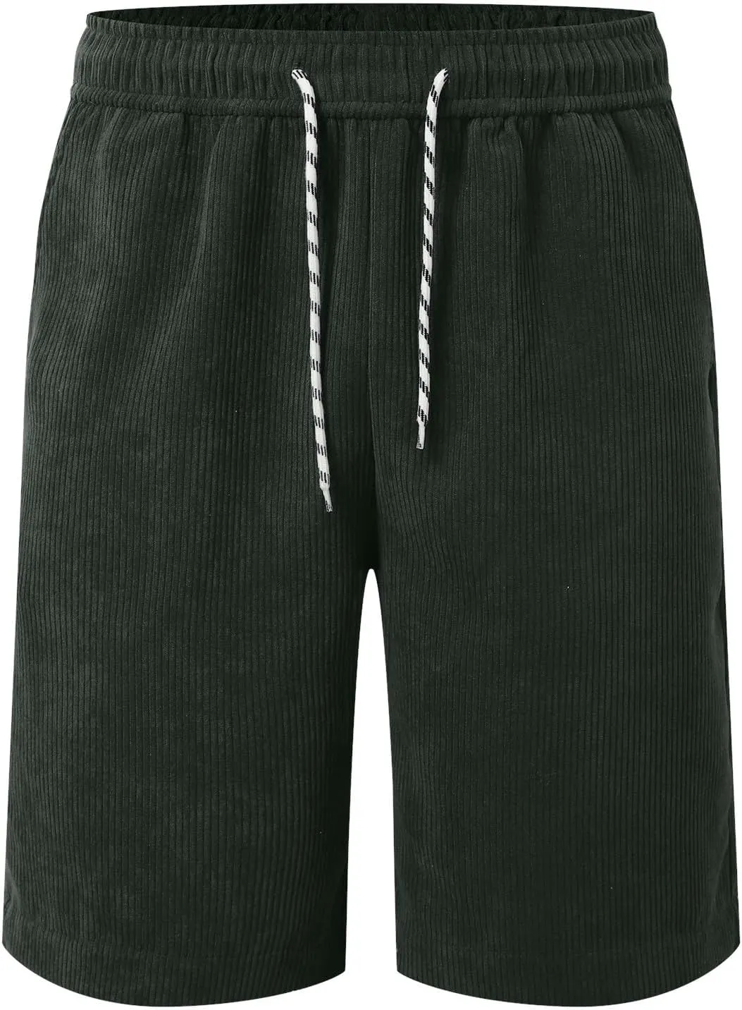 Men's Casual Corduroy Shorts Lightweight Elastic Waist Drawstring Trousers Summer Daily Wear Shorts Travel Pants
