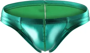 Men's Casual Fashion Low Rise Leather Wrinkled Small Briefs For Men With Bronzing