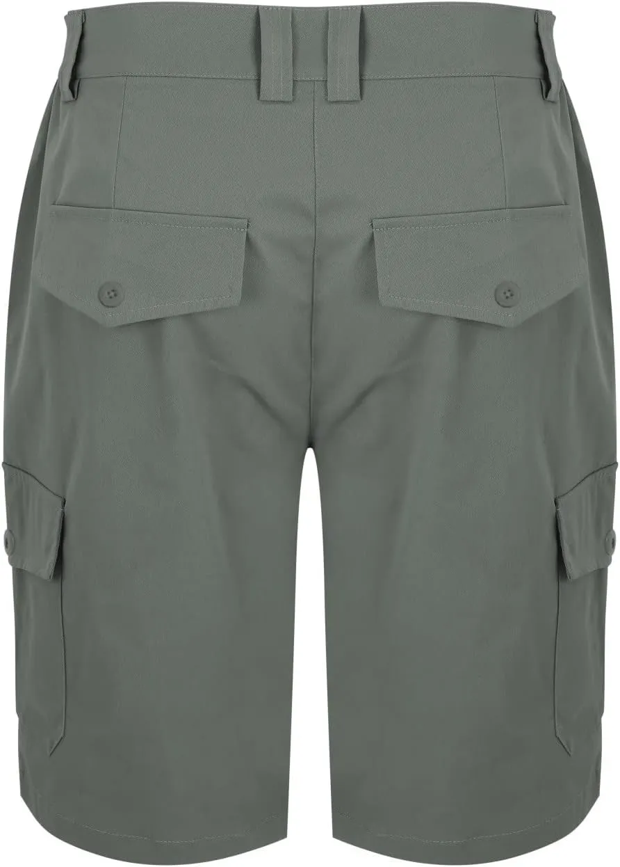 Mens Chino Shorts Slim Fit Expandable Waist Cotton Golf Shorts Twill Lightweight Cargo Shorts with Multi Pockets