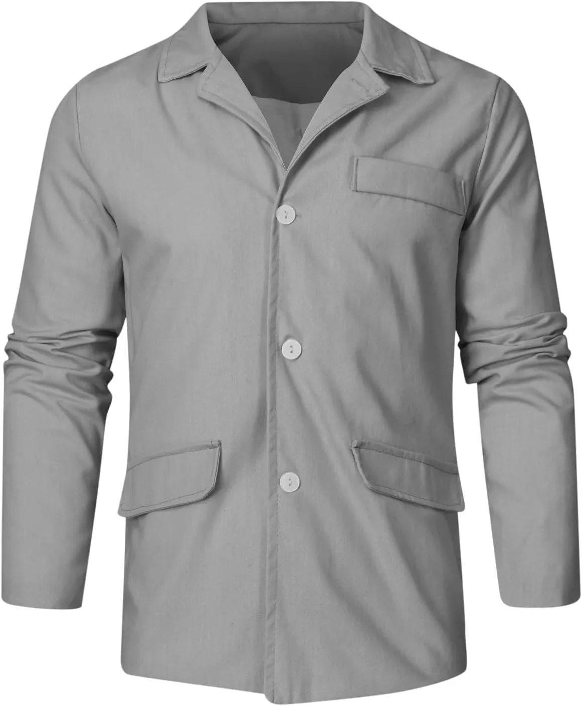 Men's Cotton Linen Blazers Casual Button Down Lightweight Jackets Relaxed Fit Lapel Collar Shirts Trendy Sport Coats