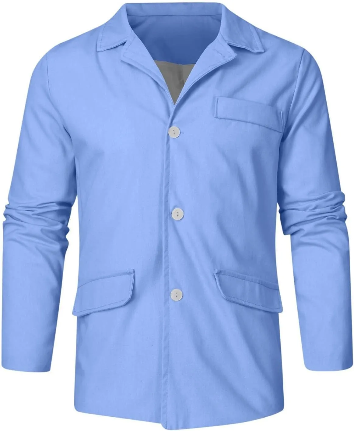 Men's Cotton Linen Blazers Casual Button Down Lightweight Jackets Relaxed Fit Lapel Collar Shirts Trendy Sport Coats