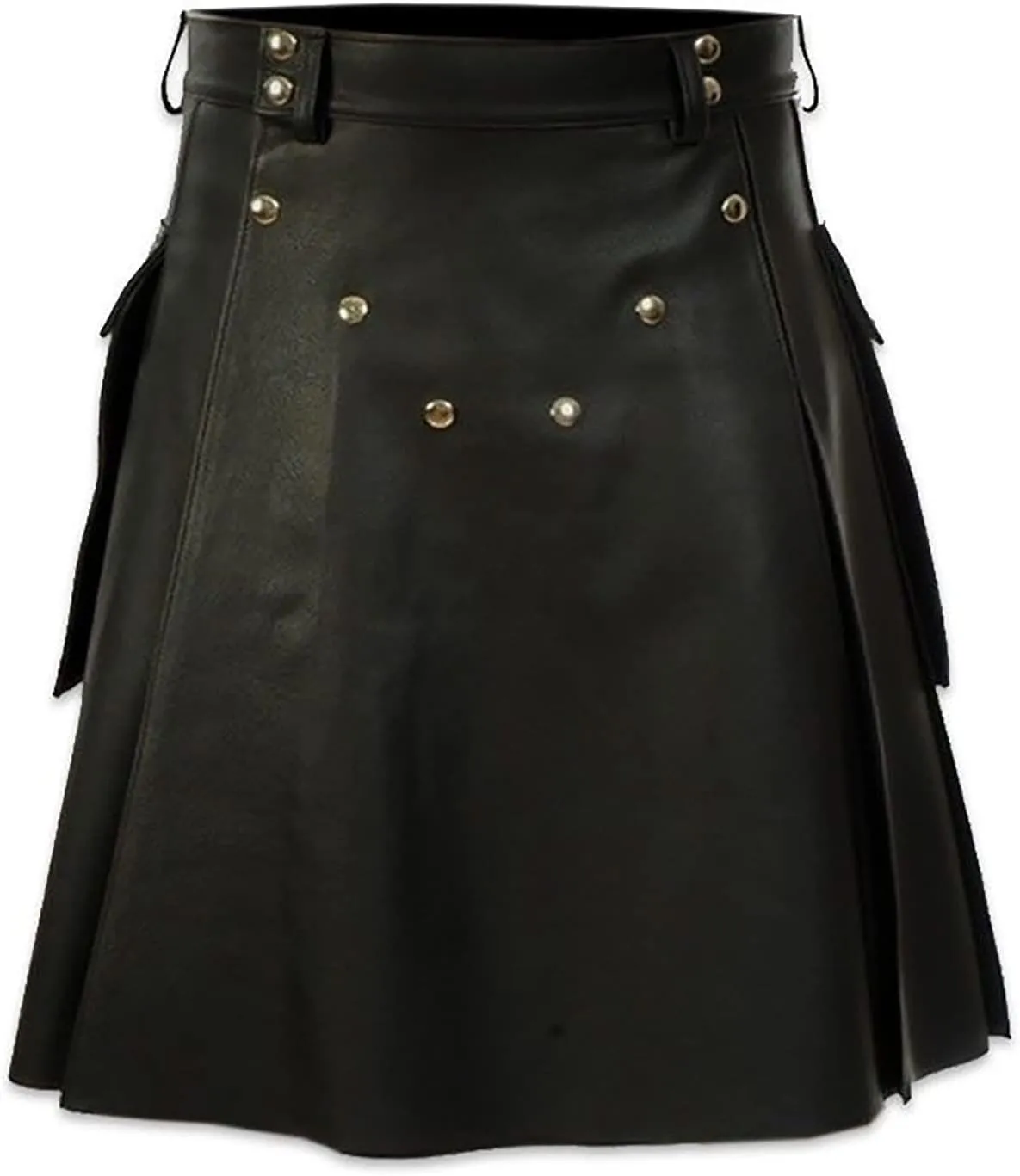 Mens Fashion Casual Scottish Plaid Contrast Pocket Pleated Skirt Mens Kilts Utility Kilt Accessories Leather Men