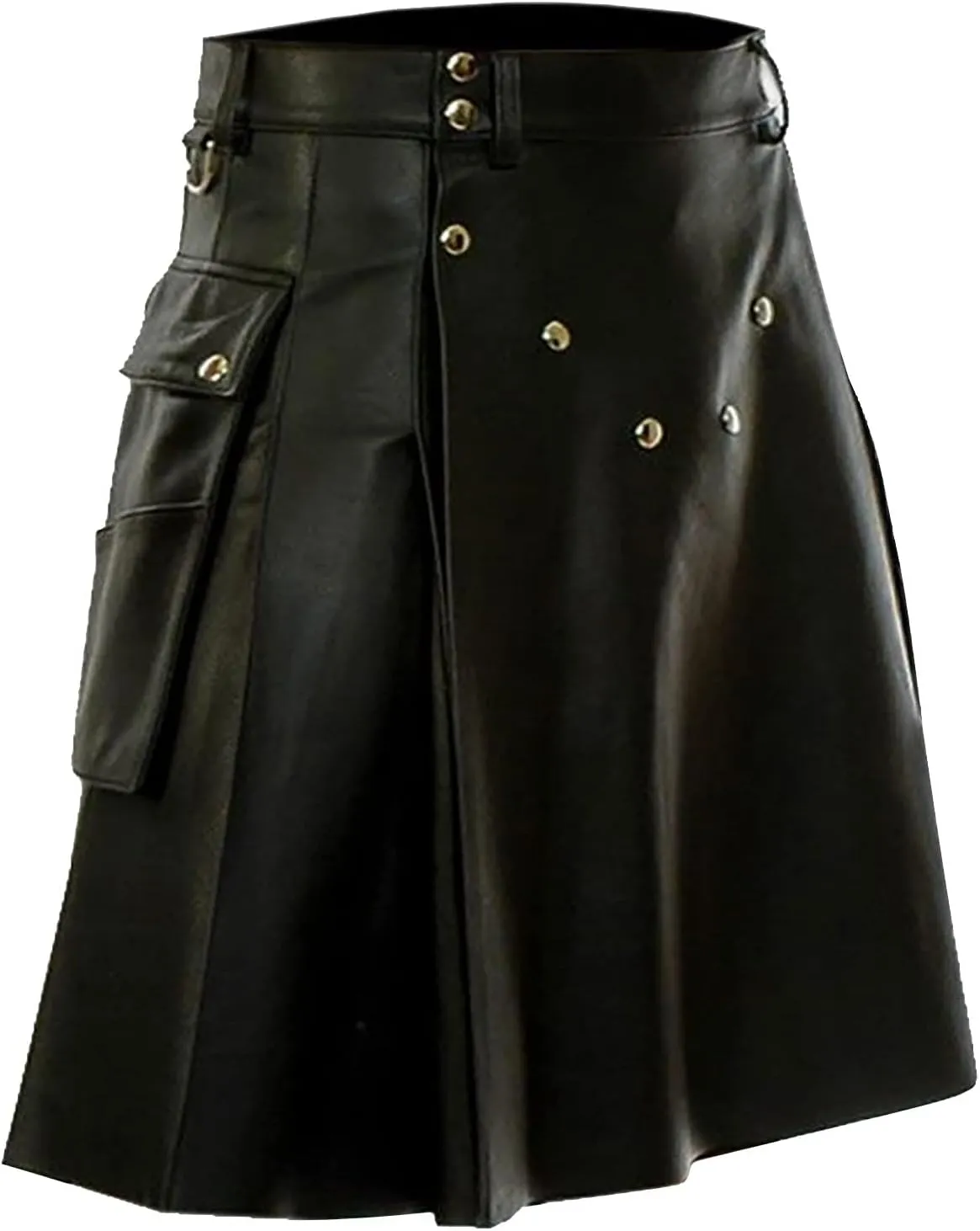 Mens Fashion Casual Scottish Plaid Contrast Pocket Pleated Skirt Mens Kilts Utility Kilt Accessories Leather Men
