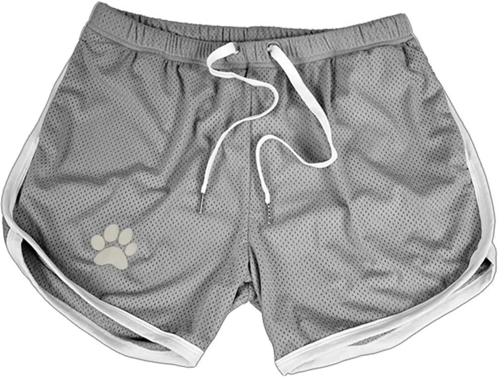 Men's Funny Dog Paw Print Gym Workout Shorts Sports Running Shorts Breathing Athletic Gym Mesh Shorts Jogging Short