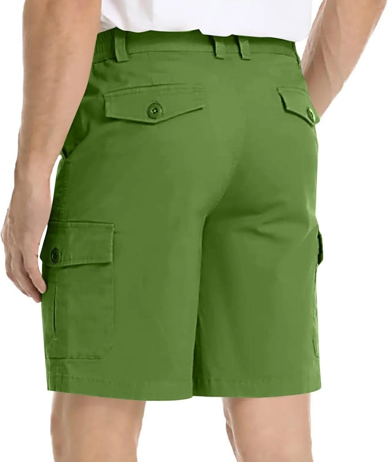 Men's Hiking Cargo Shorts Casual Lightweight Elastic Waist Bermuda Shorts Summer Outdoor Shorts with Multi Pockets
