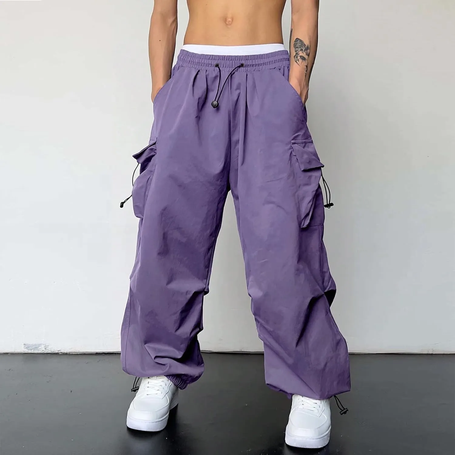 Men's Lightweight Linen Pant Cargo Combat Joggers Loose Casual Sweatpants Running Gym Training Sweat Pants