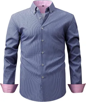 Men's Long Sleeve Plaid/Striped Shirts Casual Dress Shirt
