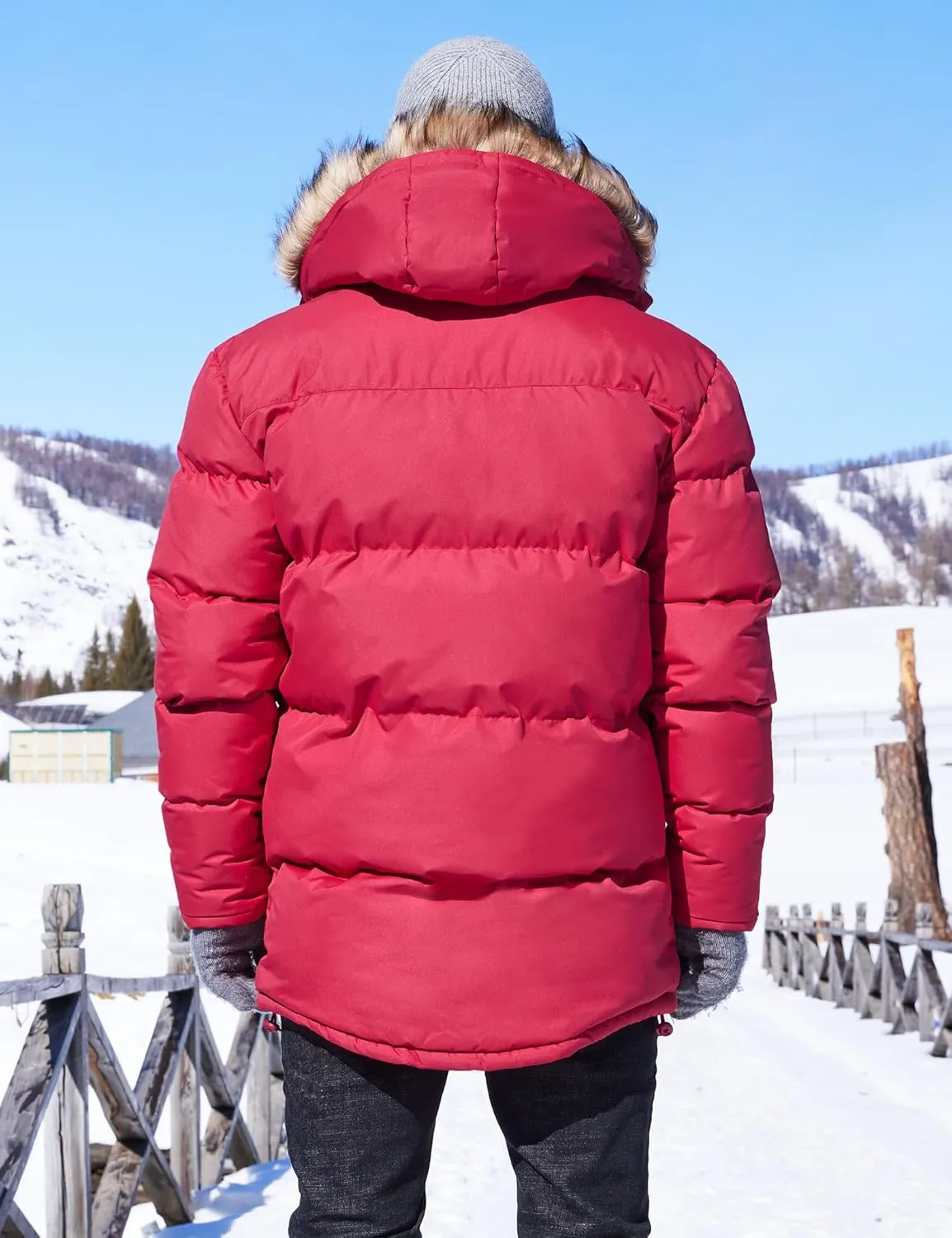 Men's Long Winter Hooded Jacket Warm Windproof Puffy Coat Padded Thicken Parka Jackets