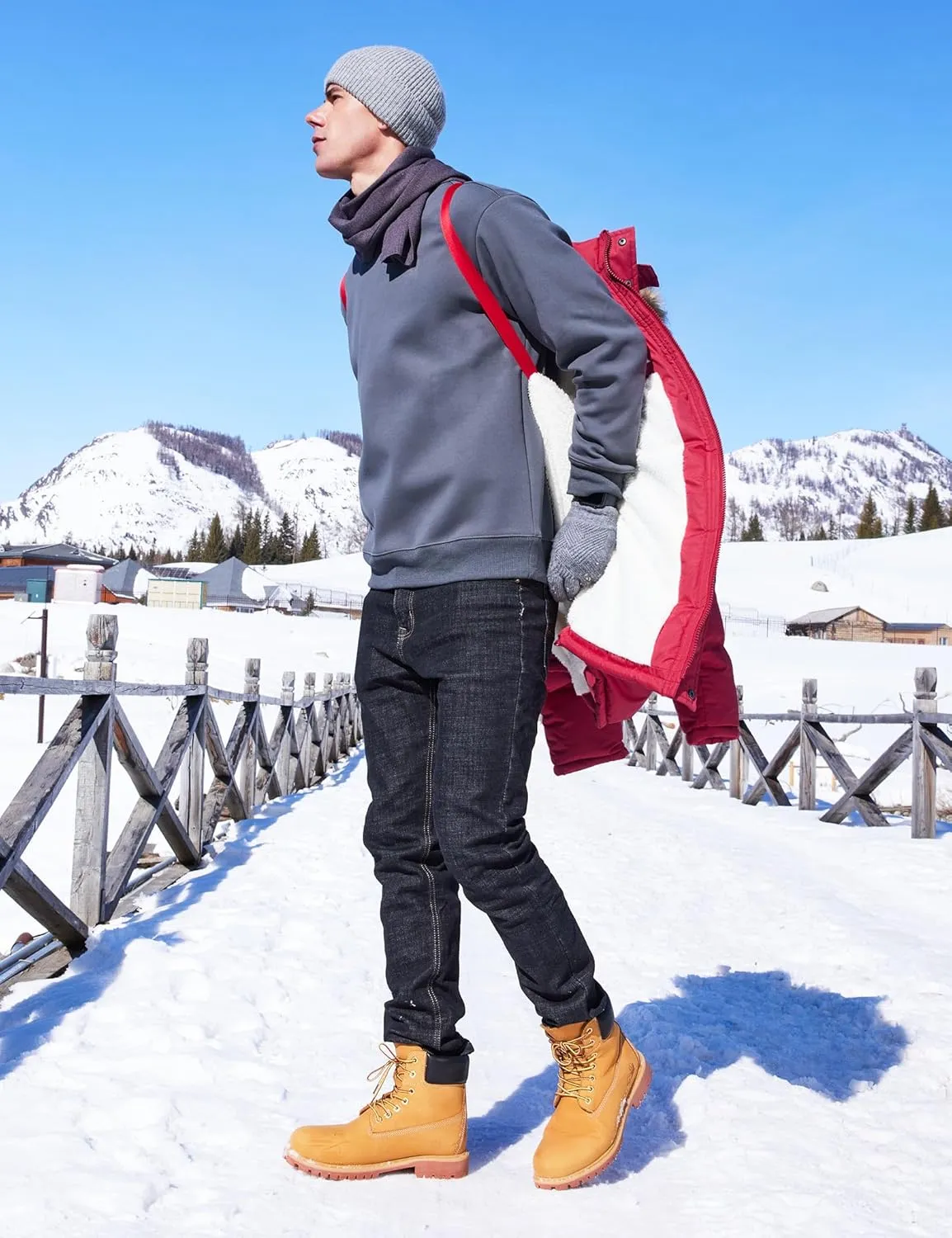 Men's Long Winter Hooded Jacket Warm Windproof Puffy Coat Padded Thicken Parka Jackets