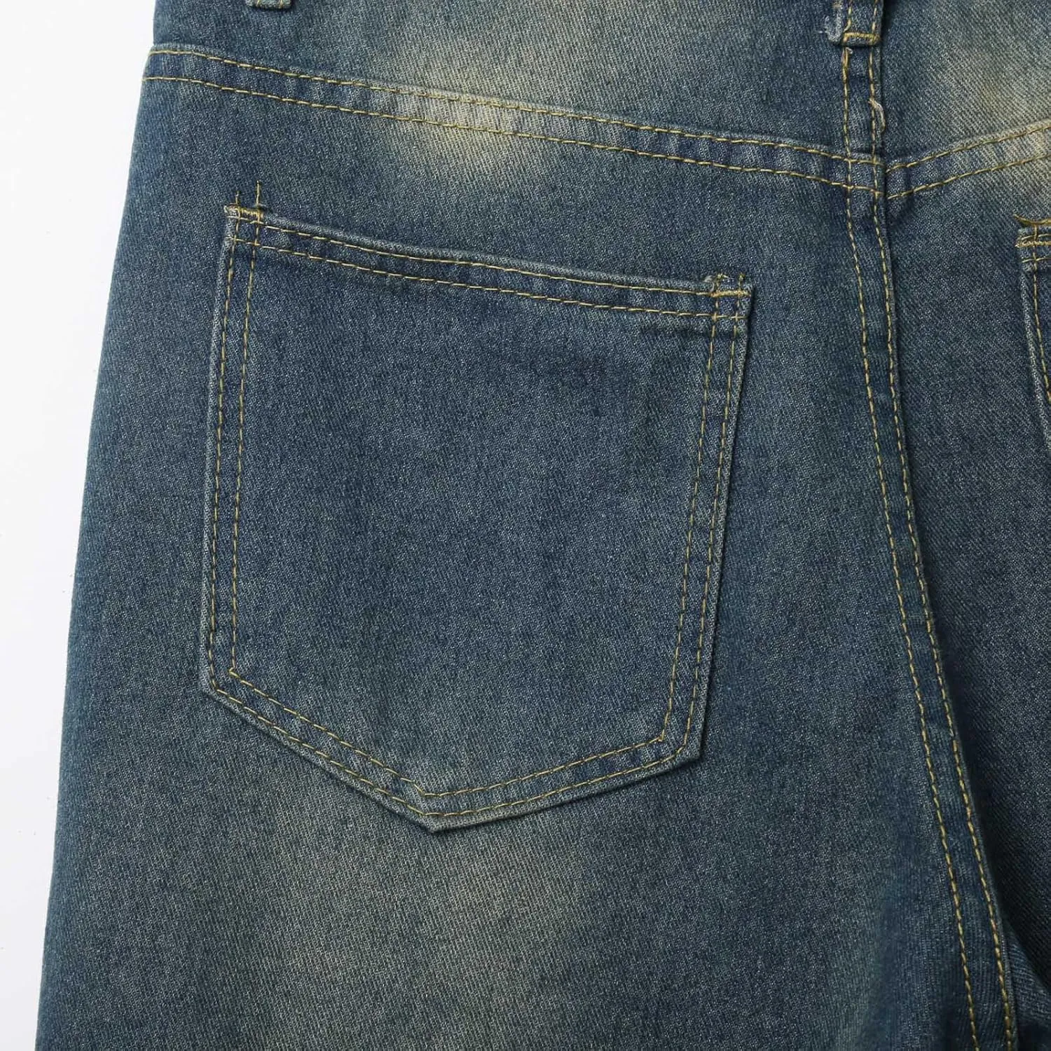 Men's Loose Y2K Hip Hop Mid Jean Shorts Baggy Denim Shorts with Pockets Skateboard Pants Streetwear