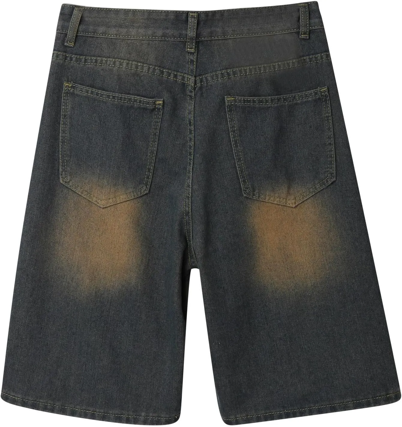 Men's Loose Y2K Hip Hop Mid Jean Shorts Baggy Denim Shorts with Pockets Skateboard Pants Streetwear