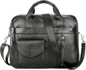 Men's Messenger Bag, Water Resistant Laptop Briefcases, Business Shoulder Bookbag Multi-Functional Bag (Color : Black, Size : 28 * 40 * 7CM)