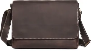 Mens Messenger Bag, Waterproof Vintage Leather Briefcase, Large Satchel Shoulder Bag, Computer Laptop Bag Multi-Functional Bag (Color : Coffee, Size : 21 * 29 * 6CM)