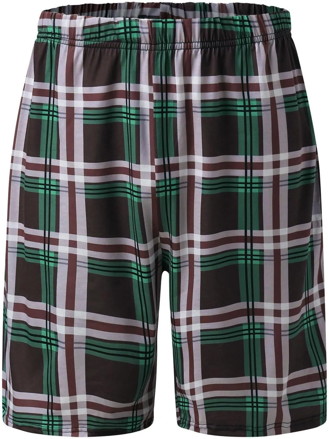Men's Plaid Shorts Cotton Soft Flannel Pajama Plaid Shorts with Pockets Lightweight Long Shorts Drawstring Pants