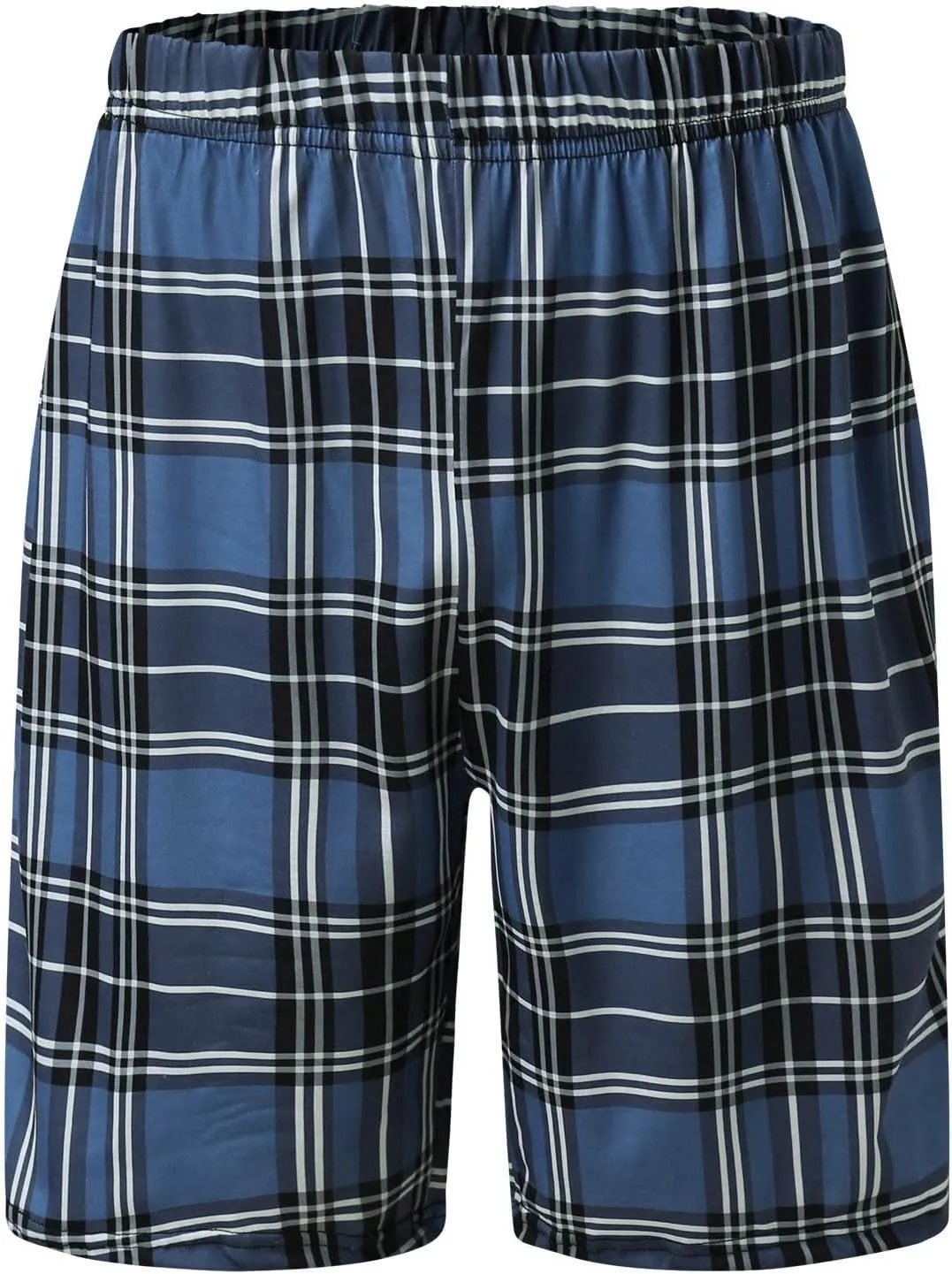 Men's Plaid Shorts Cotton Soft Flannel Pajama Plaid Shorts with Pockets Lightweight Long Shorts Drawstring Pants