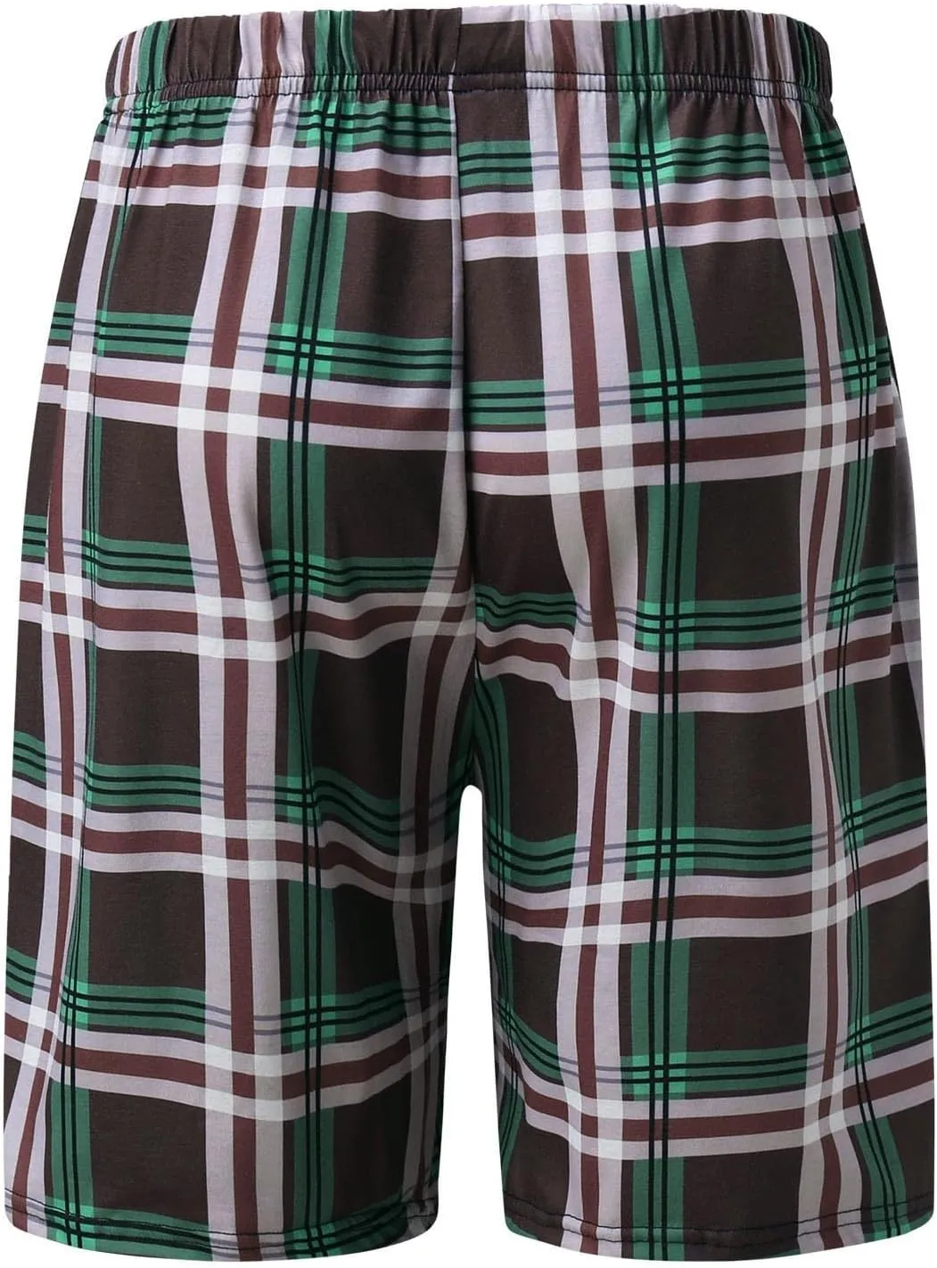 Men's Plaid Shorts Cotton Soft Flannel Pajama Plaid Shorts with Pockets Lightweight Long Shorts Drawstring Pants