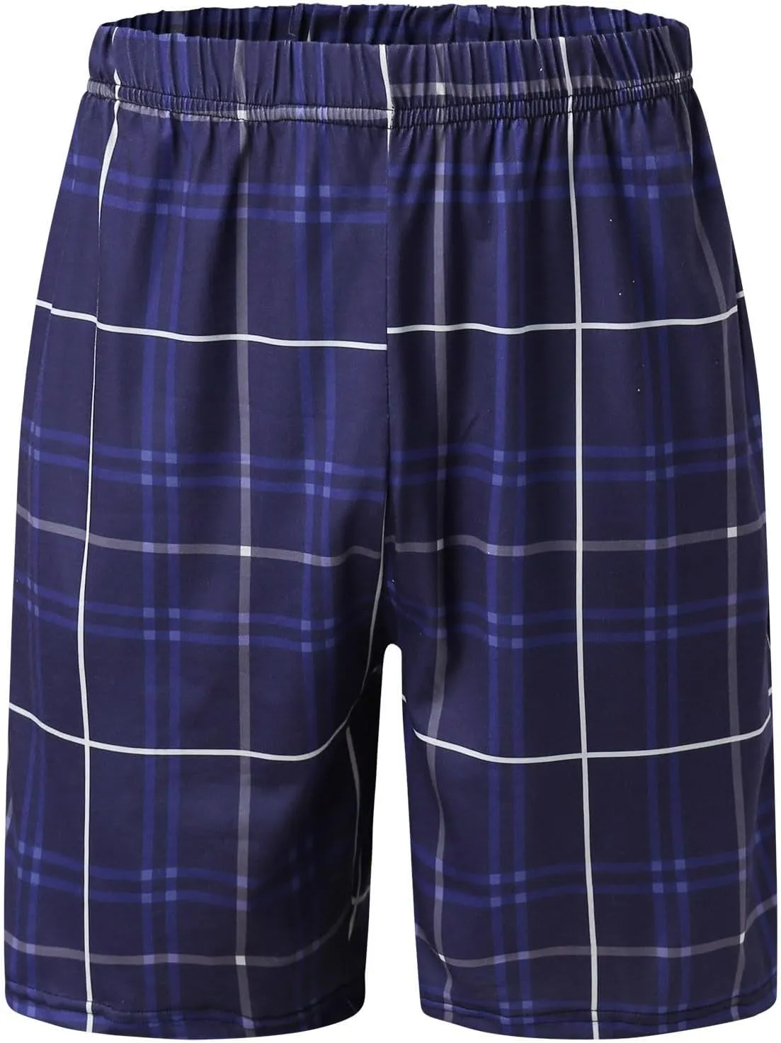 Men's Plaid Shorts Cotton Soft Flannel Pajama Plaid Shorts with Pockets Lightweight Long Shorts Drawstring Pants