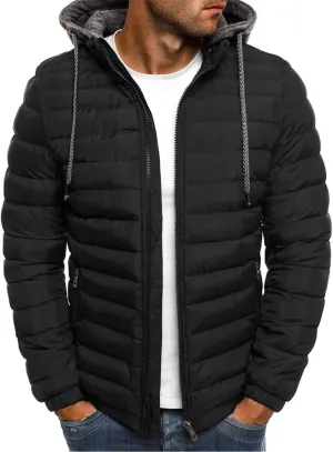 Mens Puffer Jacket with Hood Lightweight Zip Up Padded Coat Packable Puffy Down Jacket Winter Quilted Bubble Jackets