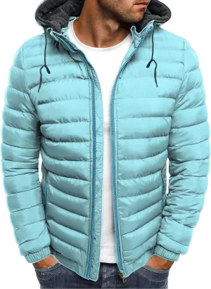 Mens Puffer Jacket with Hood Lightweight Zip Up Padded Coat Packable Puffy Down Jacket Winter Quilted Bubble Jackets