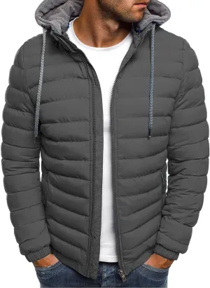 Mens Puffer Jacket with Hood Lightweight Zip Up Padded Coat Packable Puffy Down Jacket Winter Quilted Bubble Jackets