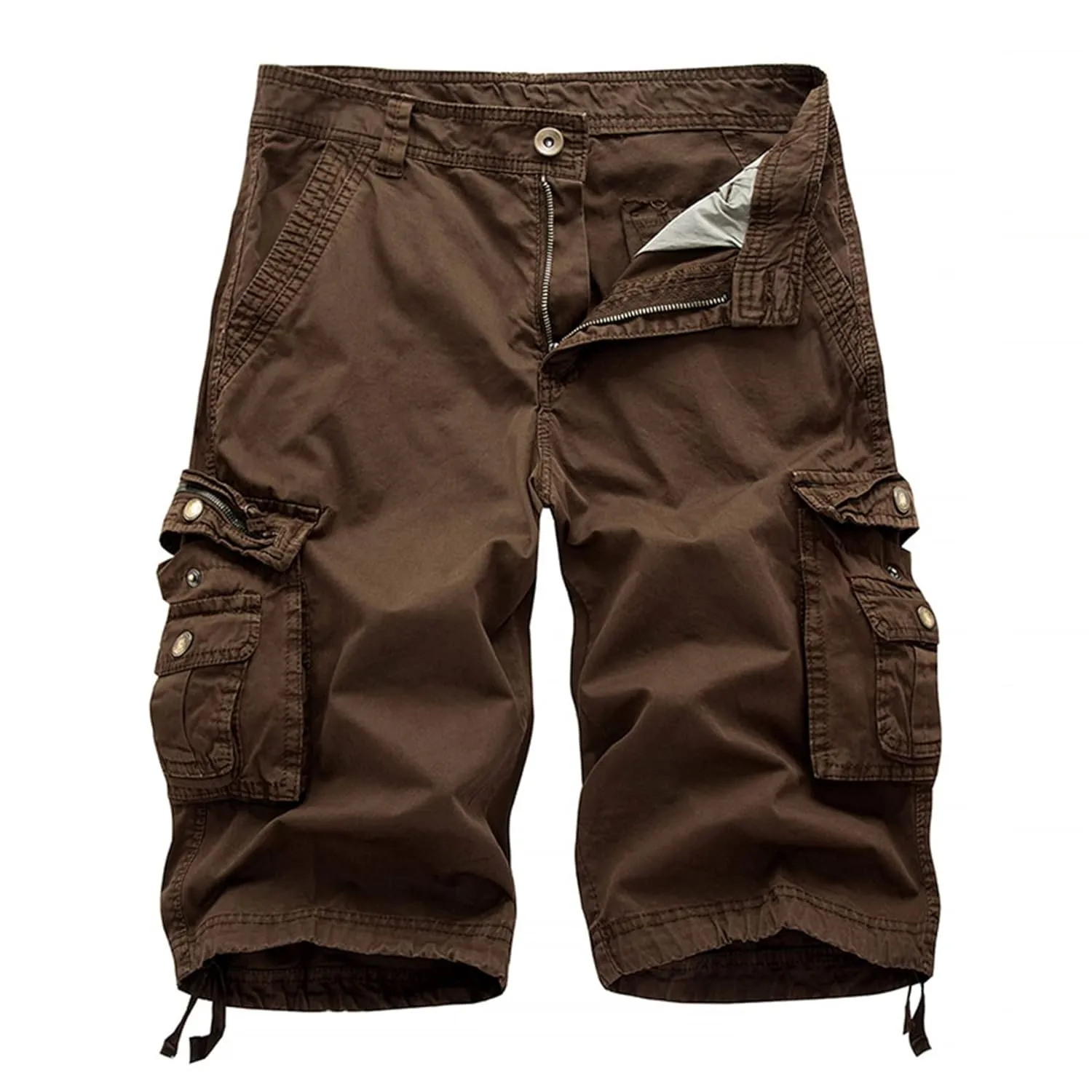 Men's Rugged Flex Relaxed Fit Canvas Cargo Short Lightweight Multi Pocket Casual Short Pants Outdoor Cotton Twil Shorts (38,Coffee)