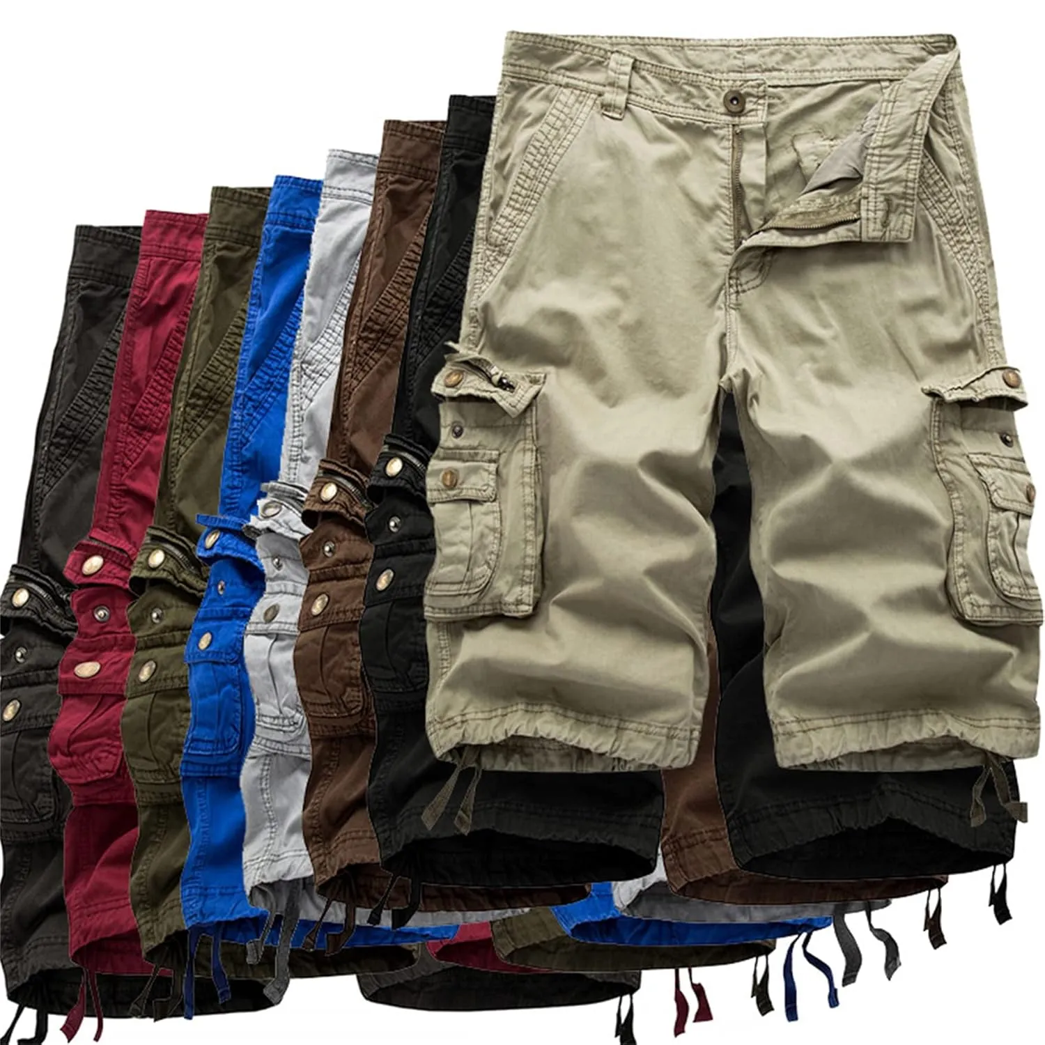 Men's Rugged Flex Relaxed Fit Canvas Cargo Short Lightweight Multi Pocket Casual Short Pants Outdoor Cotton Twil Shorts (38,Coffee)