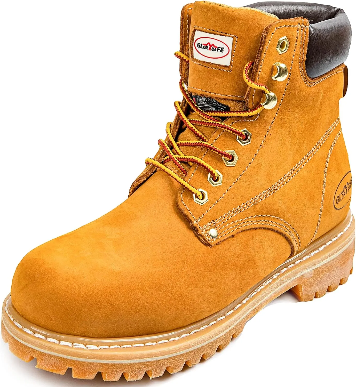 Men's Work Boot with Soft Toe - Waterproof & Slip Resistant 6 Inch Safety Boots for Construction,Rubber Sole Lightweight Working Botas