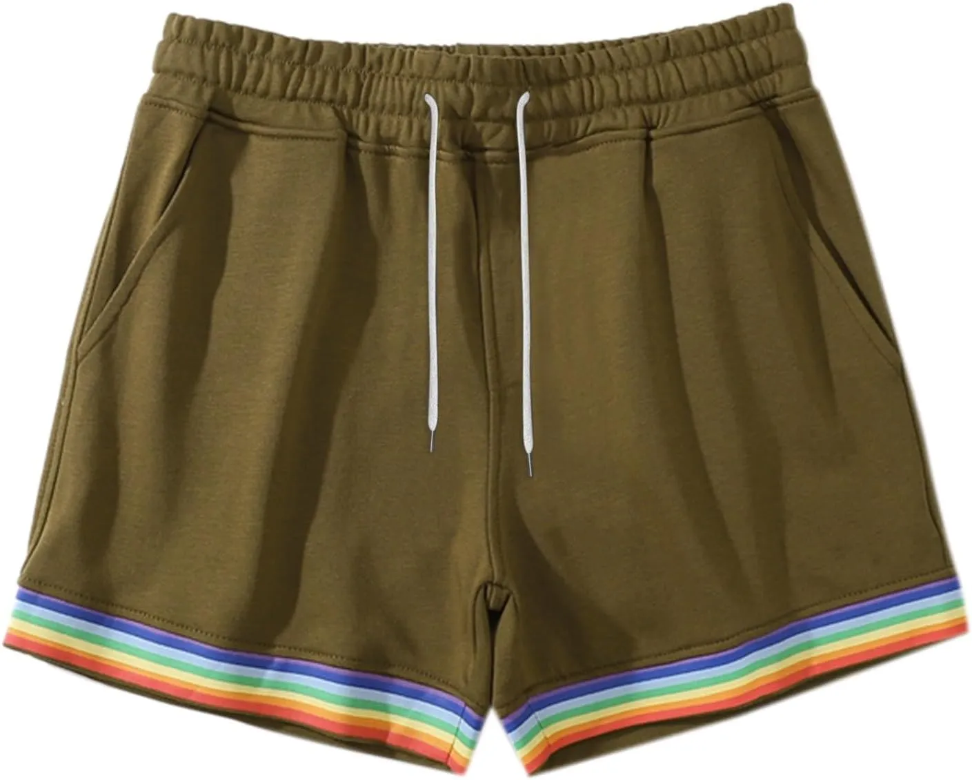 Mens Workout Shorts Rainbow Stripe Basketball Shorts 3 Inch Men Running Shorts Breathable with Pockets for Athletic Gym