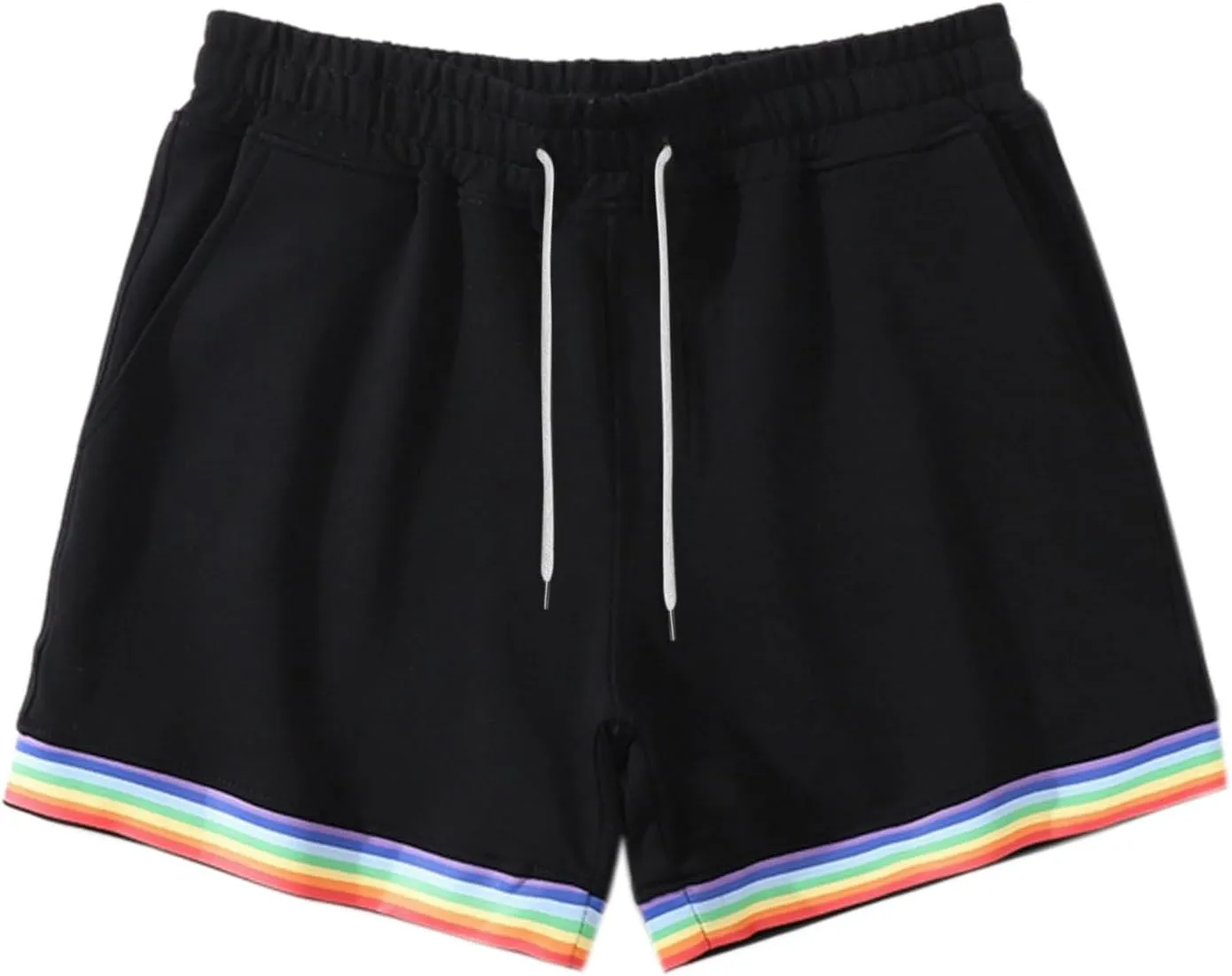 Mens Workout Shorts Rainbow Stripe Basketball Shorts 3 Inch Men Running Shorts Breathable with Pockets for Athletic Gym