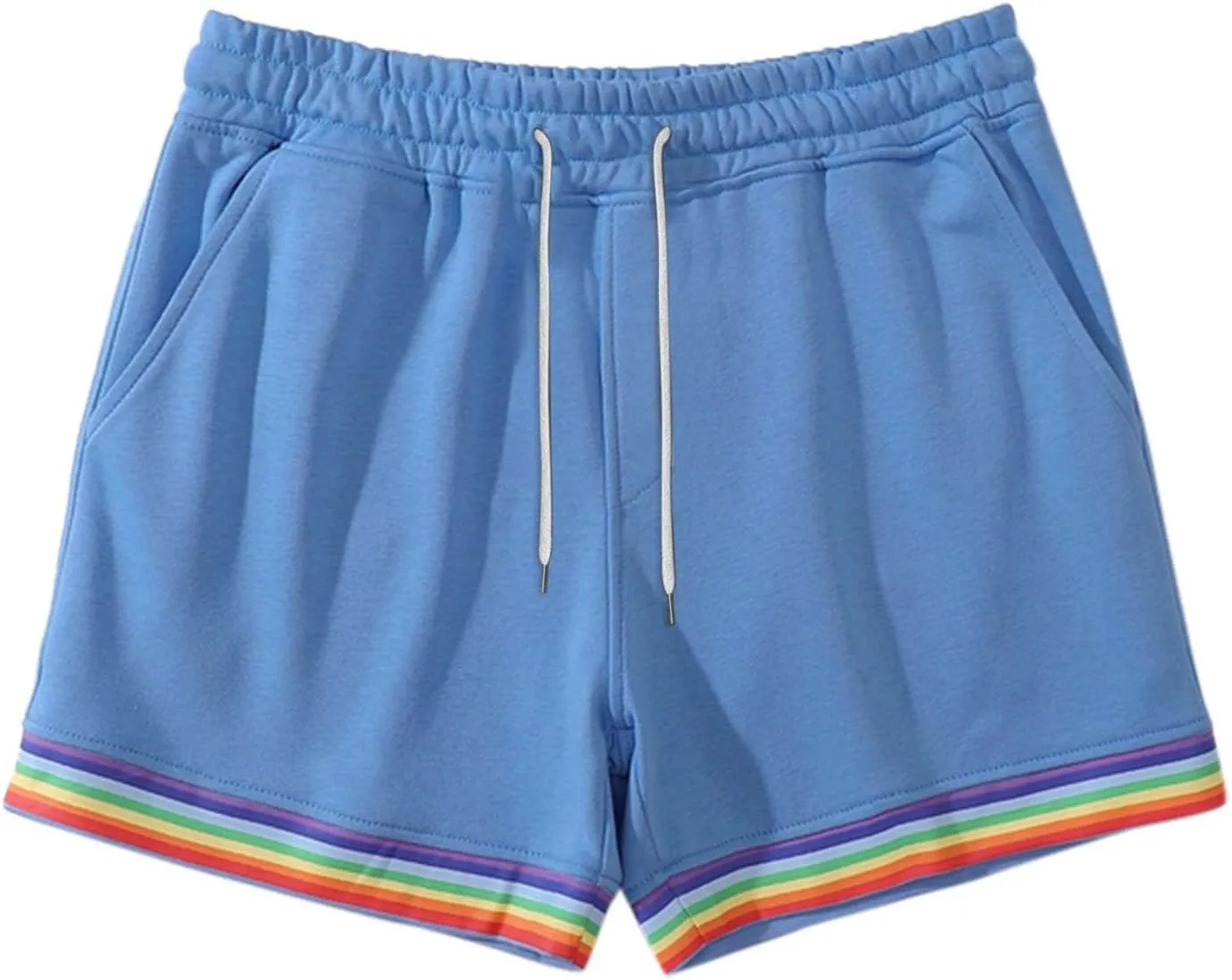Mens Workout Shorts Rainbow Stripe Basketball Shorts 3 Inch Men Running Shorts Breathable with Pockets for Athletic Gym