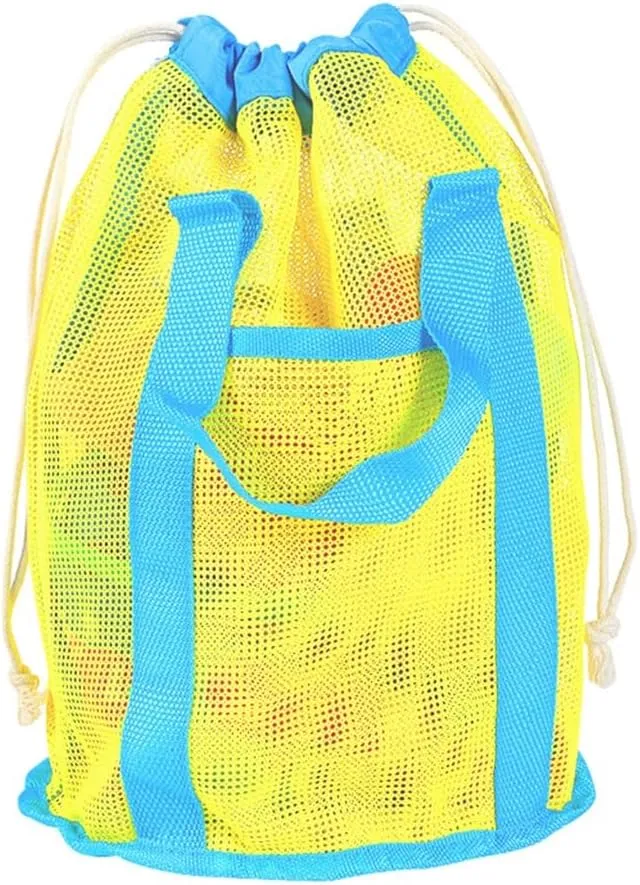 Mesh Beach Bag Beach Toy Bucket Bag Beach Toy Storage Bag Seashells Bucket Bag Large Capacity Handbag for Vacations