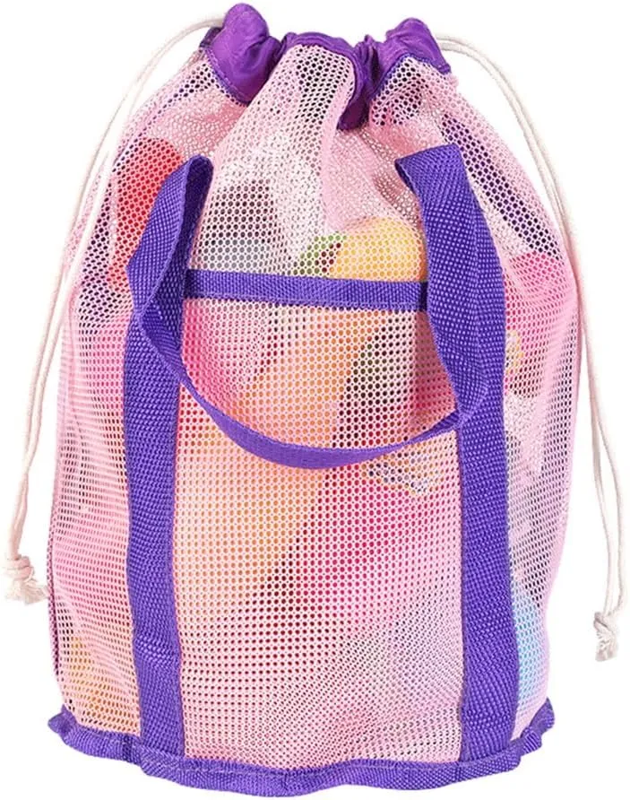Mesh Beach Bag Beach Toy Bucket Bag Beach Toy Storage Bag Seashells Bucket Bag Large Capacity Handbag for Vacations