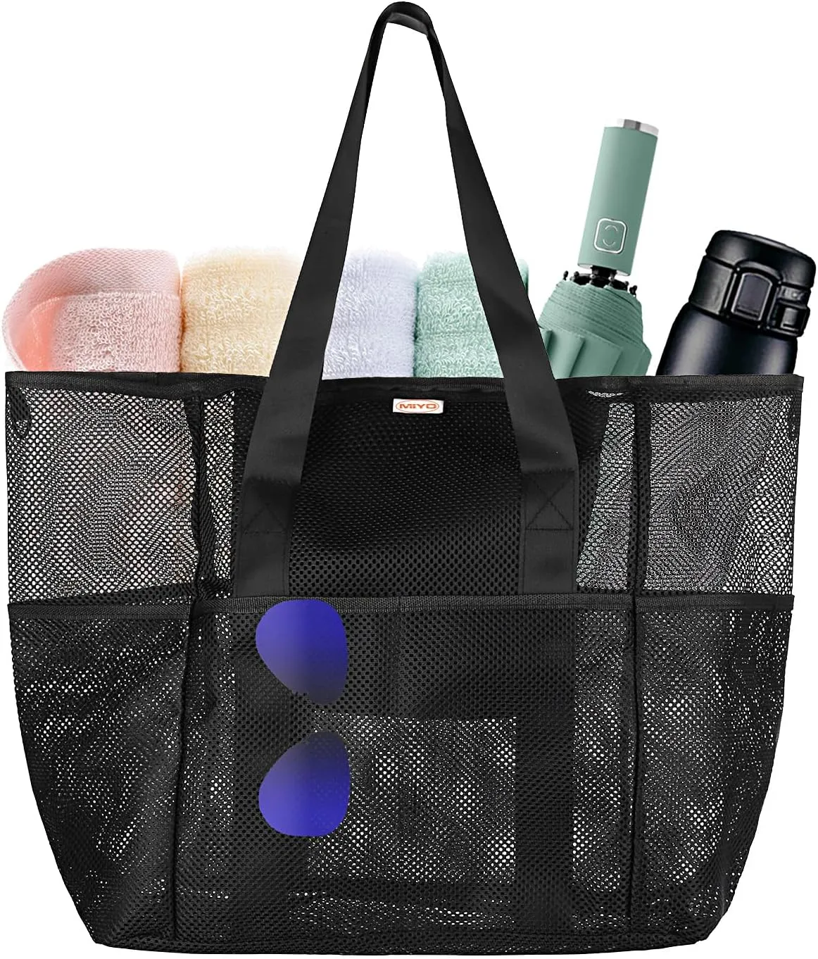 MIYO Mesh Beach Bag - Large Beach Tote Bag - Grocery & Picnic Tote Travel Bags