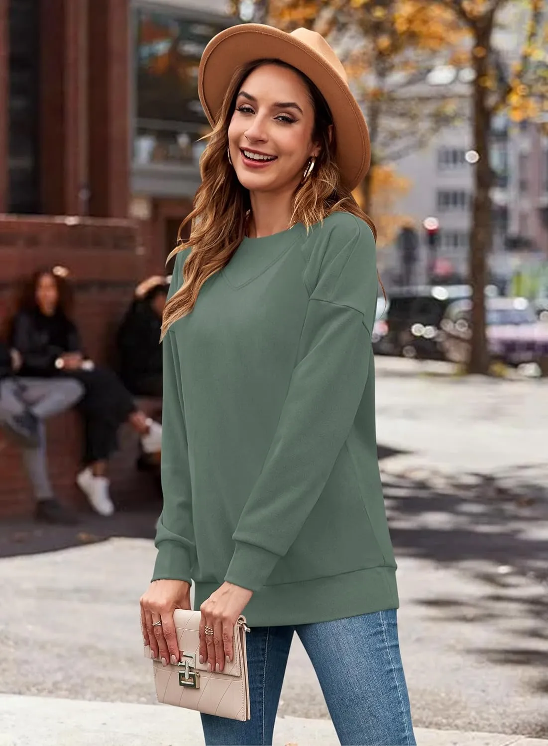 MOLERANI Sweatshirt for Women Oversized 2024 Fall Crewneck Long Sleeve Shirts Pullover Tunic Tops
