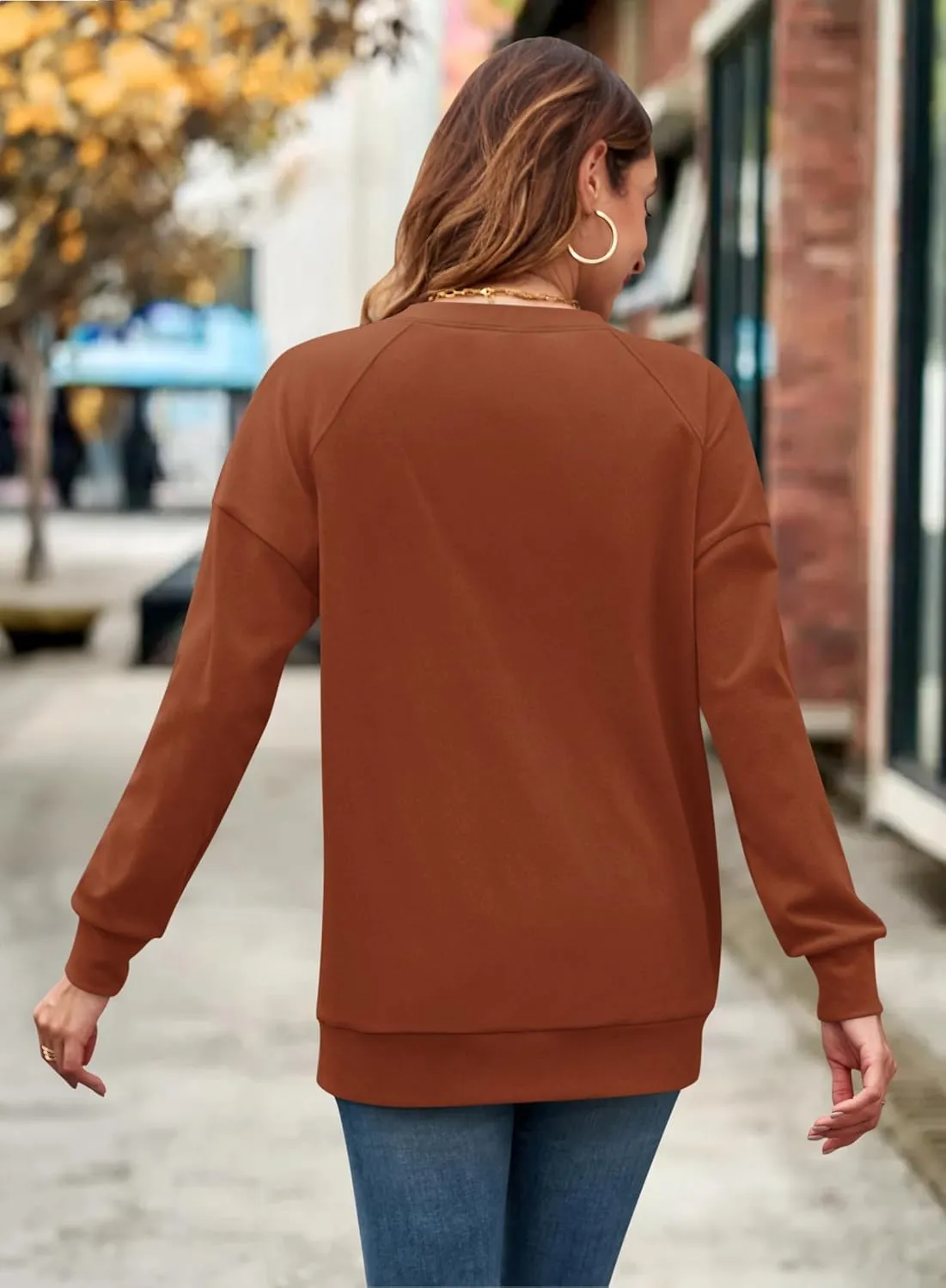MOLERANI Sweatshirt for Women Oversized 2024 Fall Crewneck Long Sleeve Shirts Pullover Tunic Tops