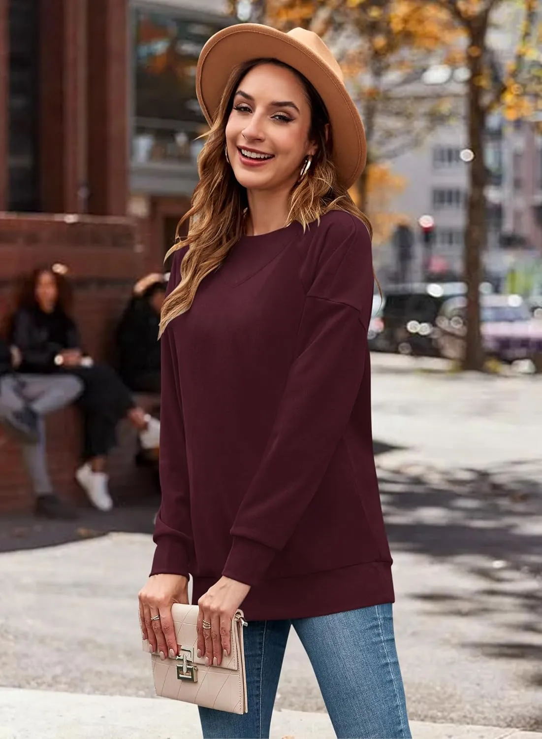 MOLERANI Sweatshirt for Women Oversized 2024 Fall Crewneck Long Sleeve Shirts Pullover Tunic Tops