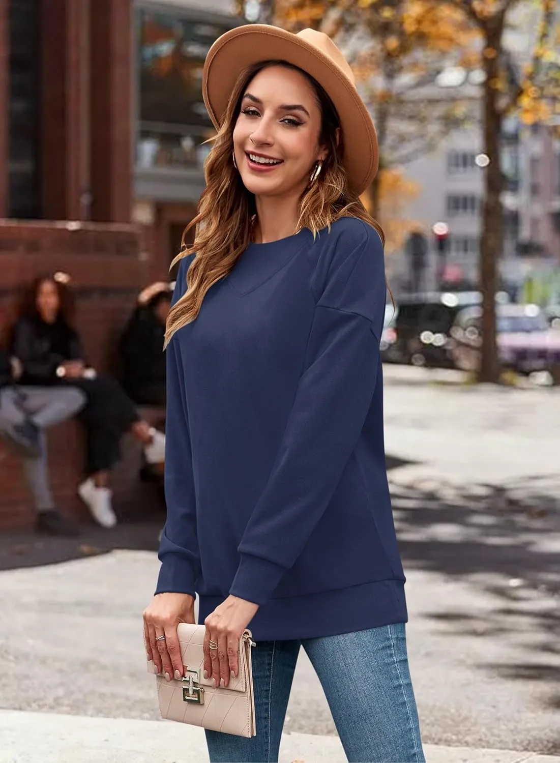 MOLERANI Sweatshirt for Women Oversized 2024 Fall Crewneck Long Sleeve Shirts Pullover Tunic Tops